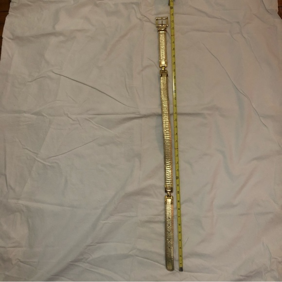 Cache Gold Leather Belt, Mock Alligator. Sz M - Picture 4 of 4